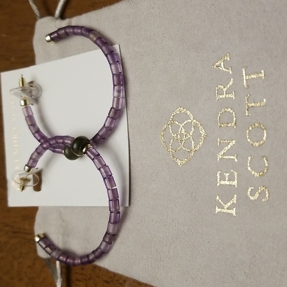 Kendra Scott purple amethyst Insley Hoop Earrings NWT - Picture 3 of 6